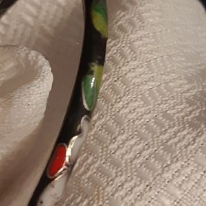 Enamel Cloisonne Bangle Bracelet - Black